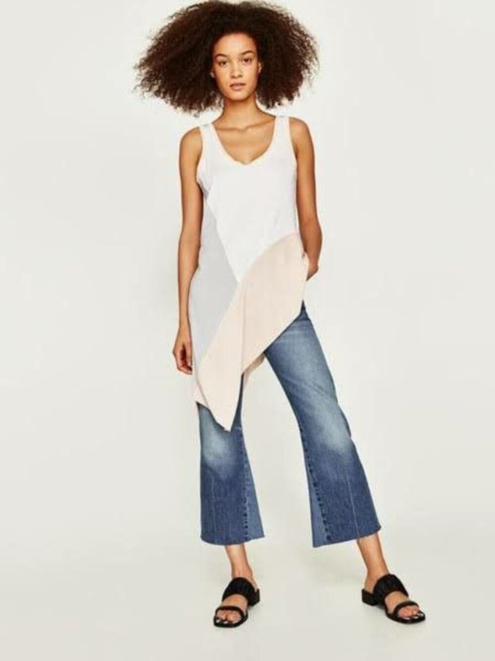 ZARA Knit Top Sleeveless assymetric bottom relaxed fit top sz M